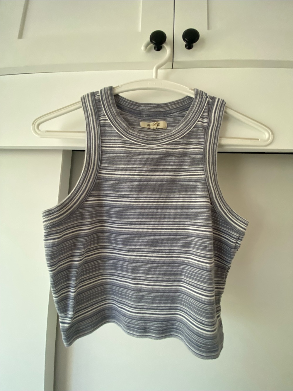 Striped Ribbed Tank Top - Blue/White